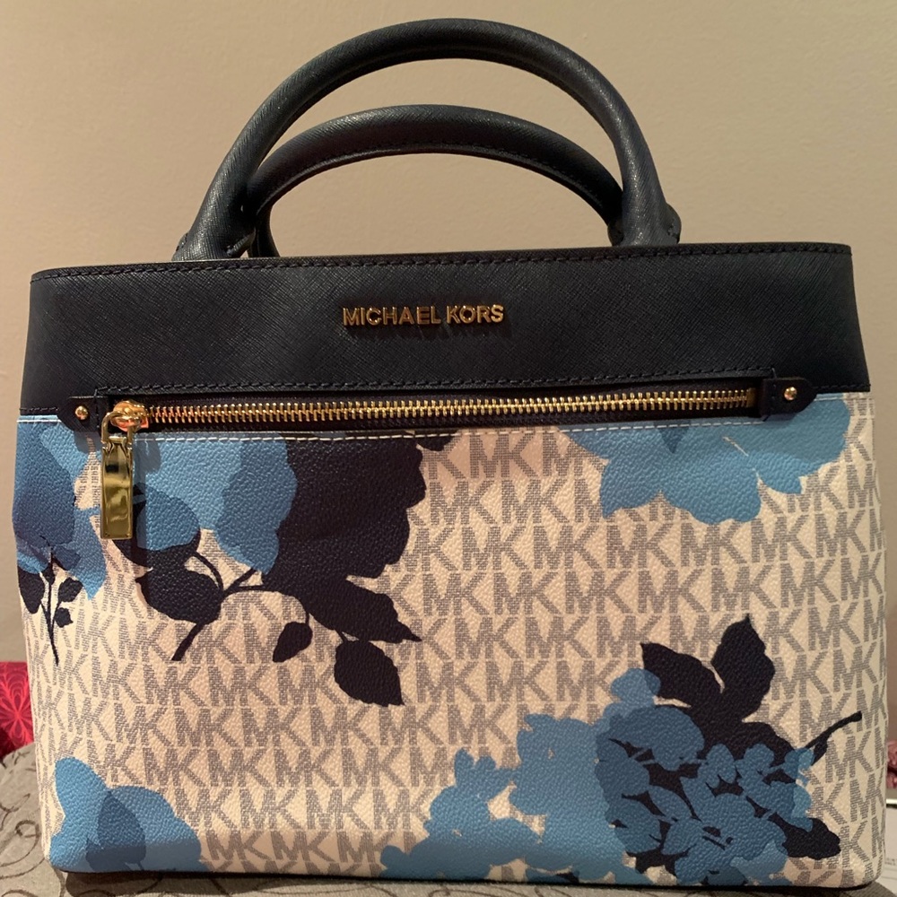 Michael Kors Hailee Navy Floral medium satchel